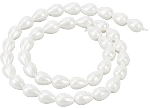 NBEADS 37 pz Perle di Perle Naturali, Perle di Conchiglia A Forma di Goccia Da 10.5x7.5mm Fili di Perle Coltivate D'Acqua Dolce per Orecchini, Pendenti, Creazione di Gioielli, Foro: 0.7mm