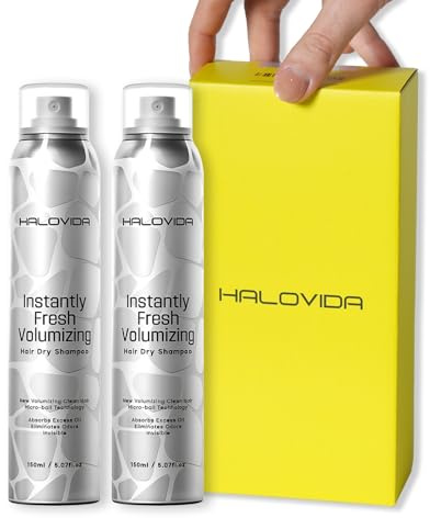HALOVIDA Dry Shampoo for Women, Dry Scalp Shampoo Spray for Dark Hair Leaves No White Residue, Absorb Oils, Volumizing & Refresh Hair for 72 Hours, 5.07 Fl Oz((Pack of 2)