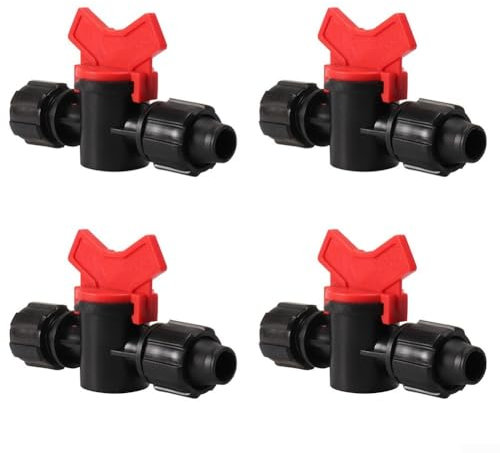 Sileduove Valvola a sfera per irrigazione da giardino, 16 mm, connettore per tubi in PE, con chiusura a doppia testa (4 pezzi)