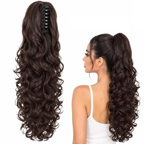 Clip In Ponytail Hair Extensions Wavy Curly Ponytail Extension 60cm | Pony Tail Extensions for Women Girls for Halloween, Concert Fashion Show Party Long Curly Wavy Ponytail Extensions for Women