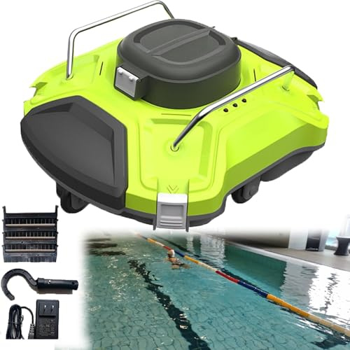 Pooldammsugare, 5000 mAh batteri, dubbel motor, LED-indikatorer, självparkeringsfunktion, IPX8 vattentät, trådlös poolrobot för 90 m² nedsänkta platta pooler
