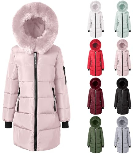Uwdiohq Manteau Femme Hiver Chaud Rembourrée Polaire Parka Avec Trois Poches Matelassée Épaisse Veste Mi Longue Blouson Capuche Long Manteaux D'Hiver Grande Taille Beige Peau Retournee Court