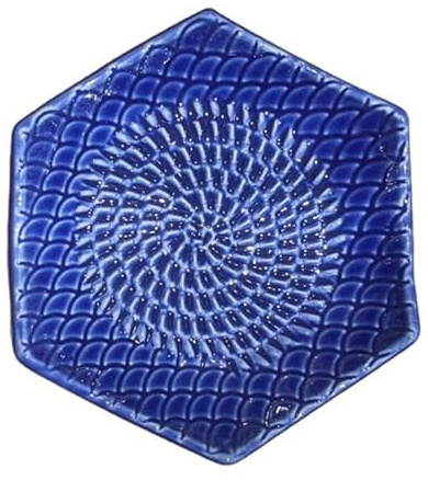 Kaladia - Plato de rallador hexagonal de cerámica - Rallador de cerámica liso - Rallador de cocina ideal para jengibre, queso parmesano, chocolate, etc. - Azul oscuro - Tamaño: 12 x 3 cm - Hecho en