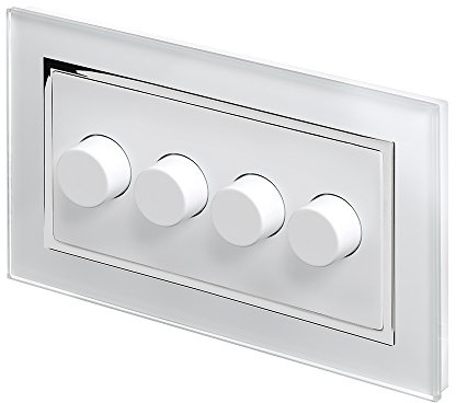 RetroTouch 4 Gang 2 Way Dimmer Switch 3-200W LED & Halogen White Glass CT 02100