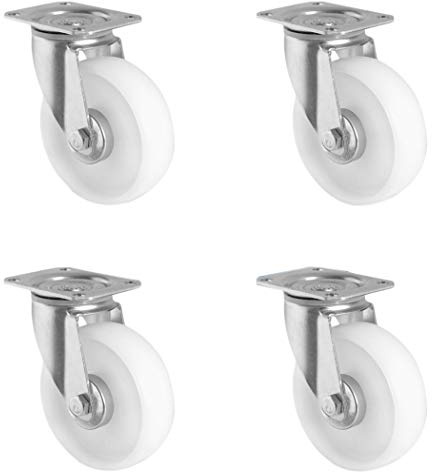 CASCOO SETSPSP200N0N0R1W Rollensatz 4 Lenkrollen, Polyamid, Durchmesser 200 mm, Transportrollen, Kunststoff, Rollenlager, Traglast 900 kg (4-er Pack)