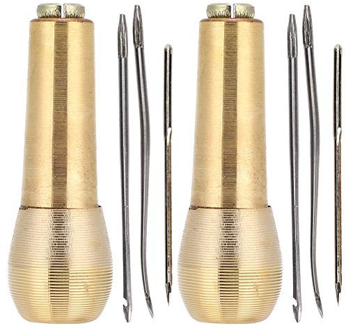 2 Set Nähahne Handnähwerkzeug Leder-Ahlen-Set Austauschbare Leder-Nähahle mit Holzgriff zum Handnähen Stanzen Reparaturzubehör