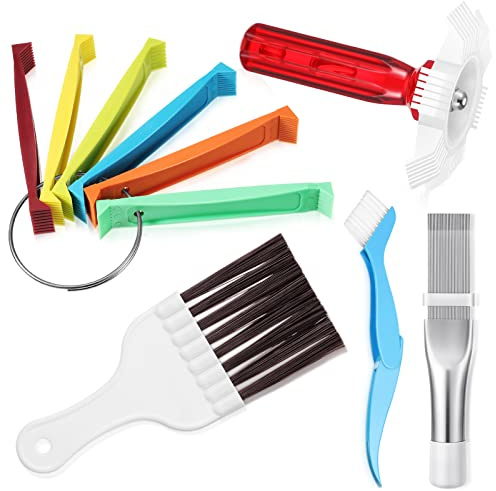 CHENGU 5 stycken Air Conditioner Fin Cleaner Set 3 Olika Fin Comb Condenser Fin Straightener och 2 olika penselbehållare komplett kategori Evaporator Radiator Repair Clean Set