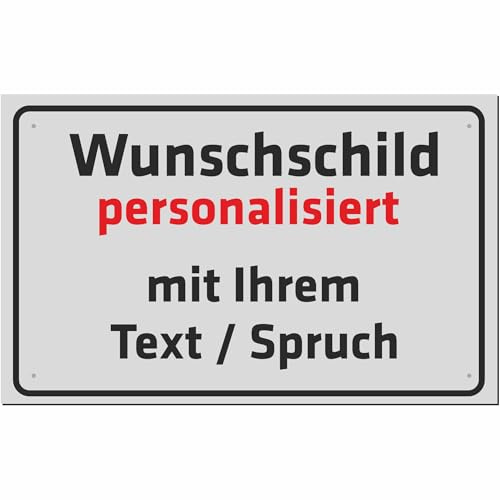 Indigos UG Panneaux à personnaliser soi-même avec texte souhaité - Plaque personnalisée grise - Plaque composite en aluminium en 8 tailles - Avec texte et inscription - Pour garage, parking