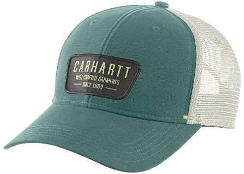 Carhartt Unisex Canvas Mesh-Back Crafted Patch Cap, Slate Green, One Size