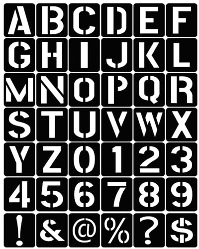 QZKJQDD 42 Stück Buchstaben Schablone Set, Schwarz Buchstaben Schablone, 10,5x7,6cm Wiederverwendbar Schablonen Textilgestaltung, Beschriftungsvorlagen für Holzschilder, Malen, DIY und Handwerk