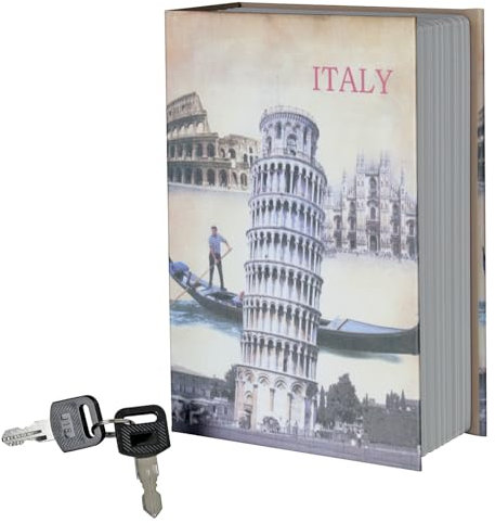 Valex Boîte à valeurs en forme de livre, serrure avec clé, coffre-fort portable, tirelire, 2 clés incluses