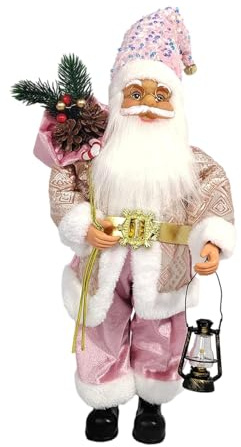 Sharplace 60cm Realistic Christmas Santa Standing Doll Ornament, Santa Claus Figure, Father Christmas Decoration Xmas Display Decor for Holiday Statue Mantelpiece Celebrations Office Restaurant, Pink