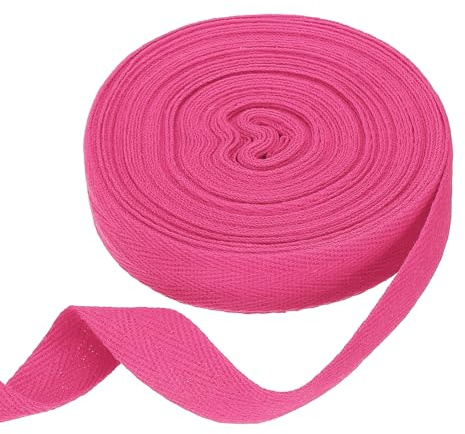 QUARKZMAN Nastro in Cotone A Spina di Pesce 20mm X 10 Metri Tessuto A Diamante Nastro A Bordo Obliquo per DIY Cucito Regalo Imballaggio Rosso Rosa