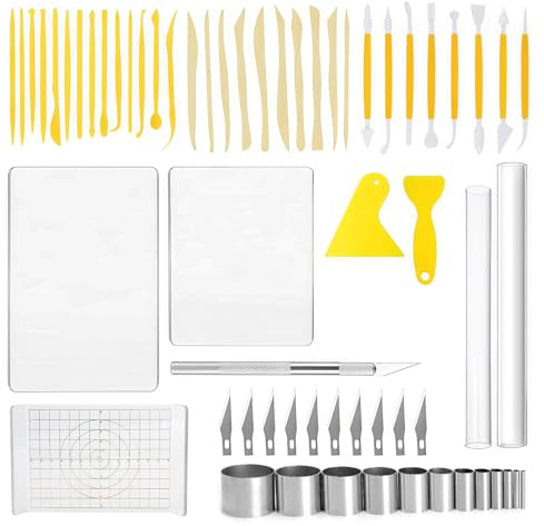 Set di 62 Strumenti per Modellare, Kit per Ceramica con Strumenti per Argilla, Kit di Poterie Accessori per Artisti e Principianti