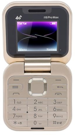 XUMIUZIY 4G LTE Flip Phone – Mi NI Handy ohne Kabel für Senioren, 1,77 Zoll Bildschirm, Lautsprecher, Dual SIM, Dual Standby, One Click Wählen, Bluetooth, MP3 Wiedergabe, UKW Radio (Gold)