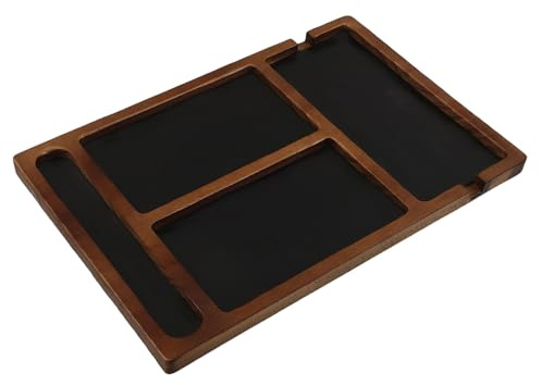 ULTECHNOVO Plateau à Bijoux Organiseur Décoratif Compartiments Multiples en Bois Massif Finition Lisse pour Montres et Clés, pour Chevet ou Entrée