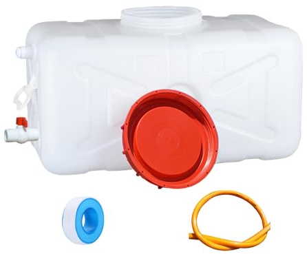 Stor Vattentank med Kran, Vit BäRbar BPA-fri Vattendunk, Plast, Dricksvatten, Livsmedelsklassad, HDPE, för Camping, Husvagn, Husbil, NöDfall och TräDgåRd(Size:35L)