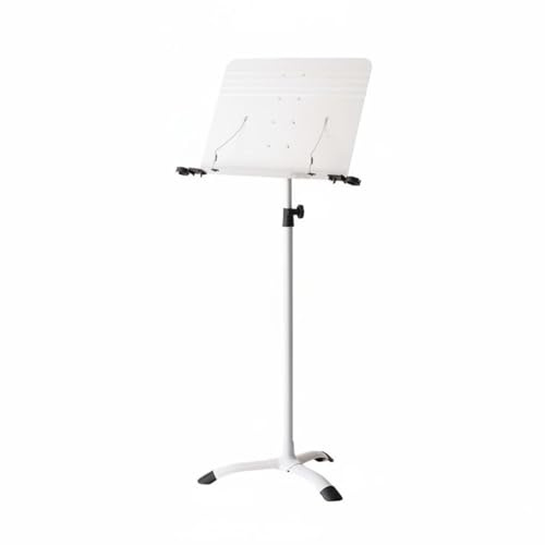 Bffcnl Foldable Music Stand Adjustable Sheet Music Stand Tripod Base Portable Orchestra Stand Music Holder Lightweight Carry Suitable for Rehearsal Rooms Stage Practice, White
