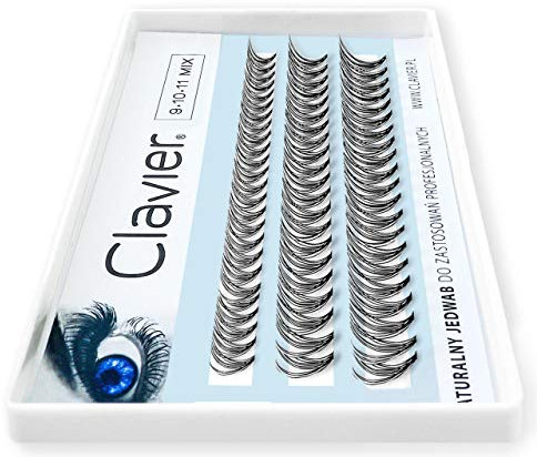 Clavier Künstliche Wimpern in Büscheln C-Curl Classic | Wimpern aus echter Seide in einem Büschel | Verschiedene Längen von 8 bis 14 mm