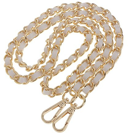 Sharplace Chaîne de Sac à Main Métal Et avec Boucles,Bandoulière Réglable et Chaîne Sangle de Remplacement de Création de Sacs à Main 120 cm, Or + Blanc