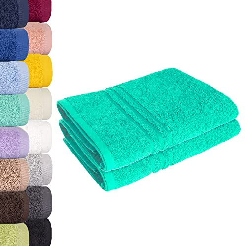 Lavea® Saunatuch Saunahandtuch 80x200cm - 2er Set, Türkis, 500gr/m², 100% Baumwolle