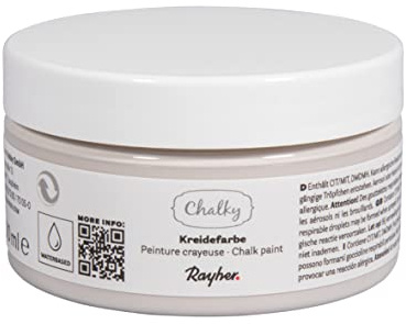 Rayher Smokey Grey Chalky Finish Paint for Vintage Style Crafts, Water-Based Chalk Paint for DIY Shabby Chic Furniture, Wall Paint with a Chalk Finish, 100ml, 35047556