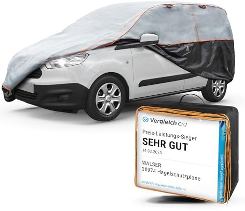 WALSER Hagelschutz Abdeckplane Transporter, TÜV geprüfte* Abdeckplane Bus Perma Protect, Auszeichnung Sehr Gut* Auto Hagelschutzplane Größe 10 für VW Caddy, Ford Transit/Tourneo, Renault Kangoo