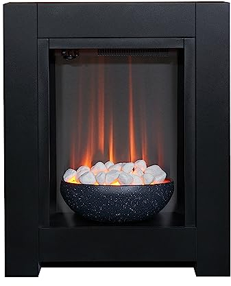 Suite de chimenea Adam Monet en Negro con fuego eléctrico, 23 Pulgadas - Enchufe de la UE