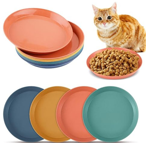 MEISO 8 Stück Katzen Futternapf, Whisker Fatigue Katzennapf, Katzenfutter Schalen Flach, Katzenteller, Katzen Schüssel, Breiter Katzen-Nassfutternapf, für Kätzchen und kurzbeinige Katzen