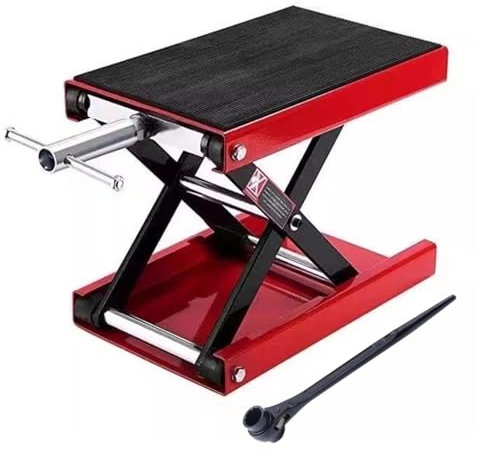 Motorrad Heber hebebühne Motorradhebebühne, 500KG Motorrad-Scherenhebebühne mit breitem Deck, 9–36 cm höhenverstellbarer Straßenkreuzer-Fahrrad-Reparaturständer mit Ratsche und Kurbel