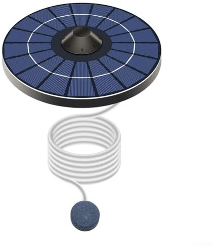 YUANGANG Aérateur Solaire De Bassin, Pompe à Oxygène Ronde pour Aérateur De Bassin Solaire avec Air Et Pierre à Bulles pour La Pêche Et Les Aquariums