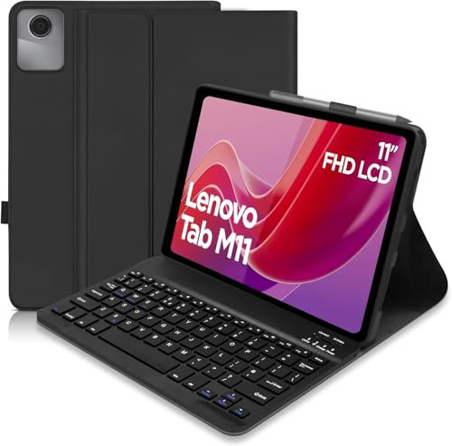 Hofsos Funda con Teclado para Lenovo Tab M11 2024 11 Pulgadas, Bluetooth Español Ñ Teclado, Funda Protectora para Extraíble con Portalápices para Lenovo Tab M11 Tablet 11 (Negro)