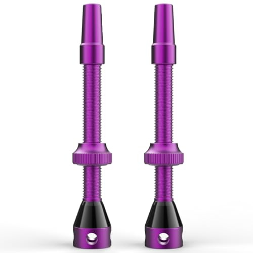 Shredr. Juego de válvulas Tubeless Purple | Presta para neumáticos sin cámara | aluminio muy ligero, anodizado rosa, válvula francesa | 60 mm para llantas de bicicleta de carretera de alto perfil
