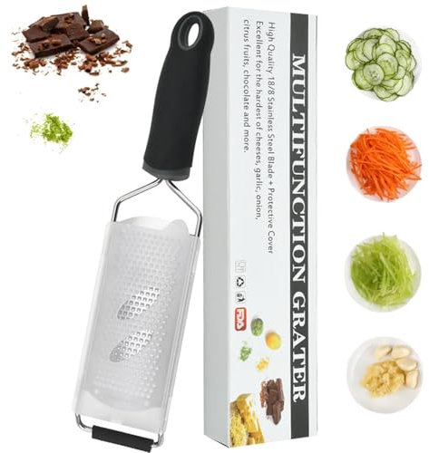YUNYU Râpe à fromage et zesteur en acier inoxydable, lame fine avec poignée antidérapante, housse de protection