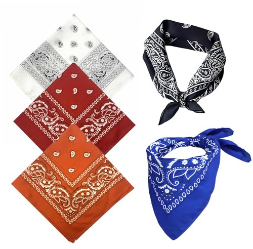 5 PCS Bandanas Paisle, 55cm X 55cm Pañuelo Pirata con Diseño Estampado Bandana Mujer Hombre de Moda y Deporte de Anacardo Diseño Pañuelo Cuello Para Moteros para Cuello Cabeza Adultos y Niños