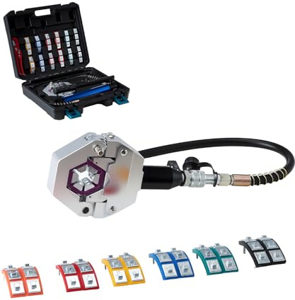 VEVOR Hydraulic Hose Crimper, Hydra-Krimp AC Hose Crimper Kit with 7 Dies Snap-On & Carrying Case, Hydraulic A/C Hoses Crimping Tool for Automotive & Air Conditioning Repair (Split with Manual Pump)