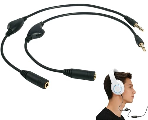 SEASJHBAY Rallonge Jack 3.5 Male Femelle 2 pcs avec Contrôle du Volume, Câble Jack Audio Stéréo Plaqué Or, Rallonge Casque Filaire pour PC, Smartphone, Tablette, Casque et Haut-parleur