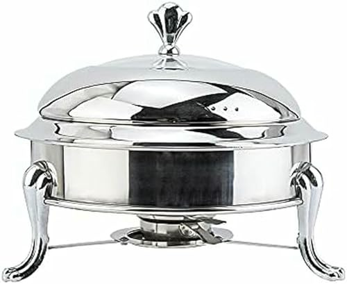 Plato para rozaduras, calentador de buffet de acero inoxidable con tapa y soportes de combustible, bandeja redonda duradera para servir alimentos en fiestas