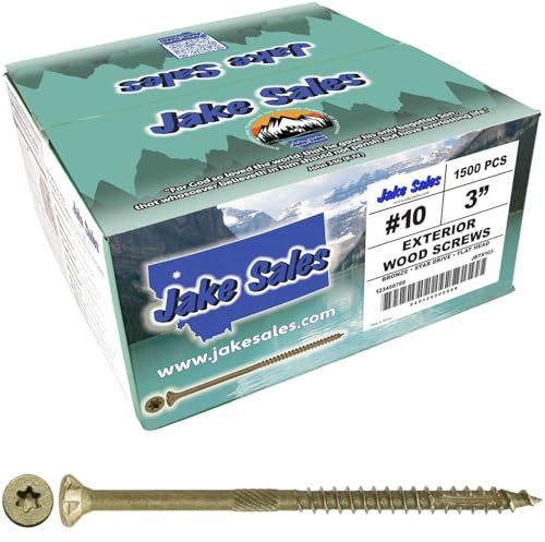 Jake Sales #10 x 3 Bronze Coated Multipurpose Wood Screw Torx/Star Drive Flat Head (Full Box - 1500 Screw Count) Exterior Coated - ACQ Compatible Wood Screws
