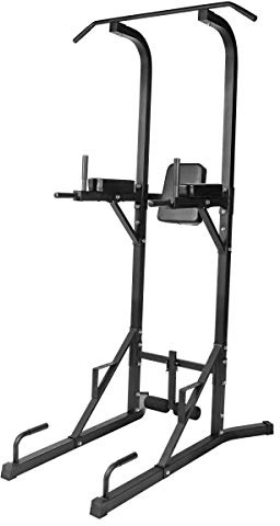 Gorilla Sports® Power Tower con Barra de dominadas, estación de dominadas, Barras de Flexiones y fijación de Las piernas, estación de Fuerza de Acero hasta 120 kg