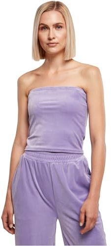 Urban Classics Damen Top Ladies Short Velvet Tube Top Lavender S