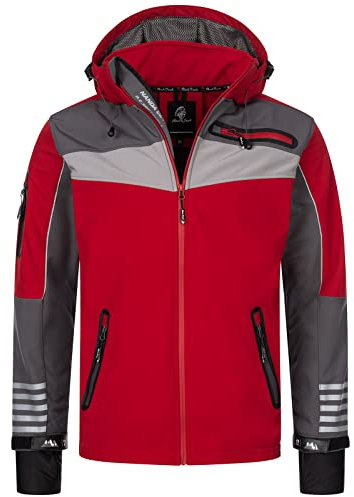 Rock Creek Herren Softshell Jacke Outdoor Jacke Windbreaker Übergangsjacke Anorak Kapuze Regenjacke Winterjacke Herrenjacke Jacket H-288 Rot 3XL