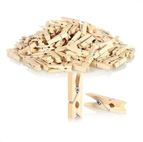 COM-FOUR® 240x Mini-Wäscheklammer aus Lotusholz, kleine Holz-Klammer als Dekoration für Bilder, Collagen, Postkarten, Fotos & Geschenke (240 Stück - Natur)