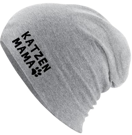 Huuraa Beanie Katzenmama Tapse Heather Grey One Size Baumwolle und Elasthan Mütze Geschenkidee