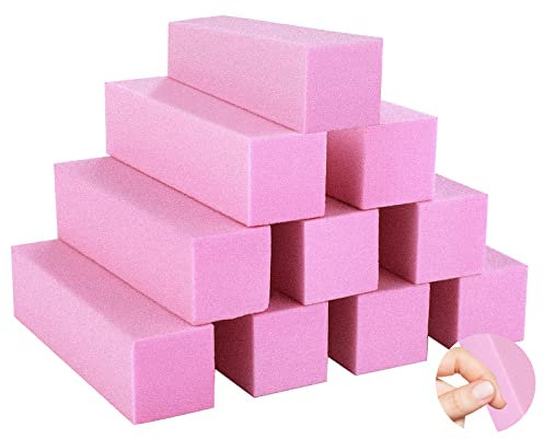 Sibba Set di 10 Blocchi per Unghie Professionali per Manicure Pedicure Salone Nail Art Strumento Levigare le Unghie per Unghie In Acrilico Naturale e Gel Strumenti Manicure Rifinire Pelle Morta Rosa