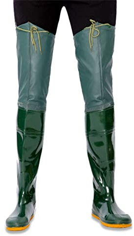 HWBZSZY VerDickeen Super Hoch Wathose Regenstiefel, Herren Damen PVC/Nylon Angelschuhe Verschleißfest Watstiefel Jagdstiefel Leichte wasserdichte Gummi Stiefel Reisfeldschuhe,Grün,39 EU