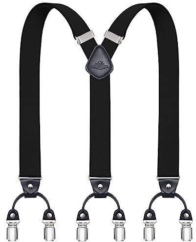 Dresime Y-Rücken-Hosenträger für Herren mit 6 starken Metallclips - Verstellbare elastische Hosenträger