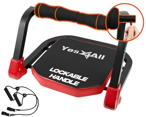 Yes4All Ab Crunch Machine For Total Body & Core Abdominal, Situp Lockable With Ergonomic Foam Handle & 2 Resistance Bands