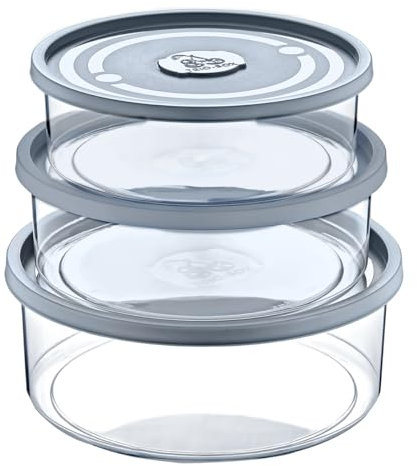 Best House | Food Storage Box Container with Lids | Round | Set Of 3 Pcs | 750 ml + 1000 ml + 1500 ml | Transparent | BPA Free | Multi Storage Containers Microwave, Freezer & Dishwasher Safe