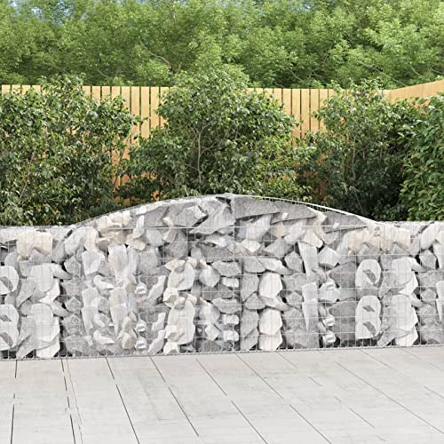 LAPOOH Gabionen mit Hochbogen 10 STK Gabionenkörbe, Gabionen Hochbeet, Steinkorb, Gabionengitter, Drahtkorb Für Pflanzen, Kräuterspirale Für Garten, 400x30x80/100cm Verzinktes Eisen